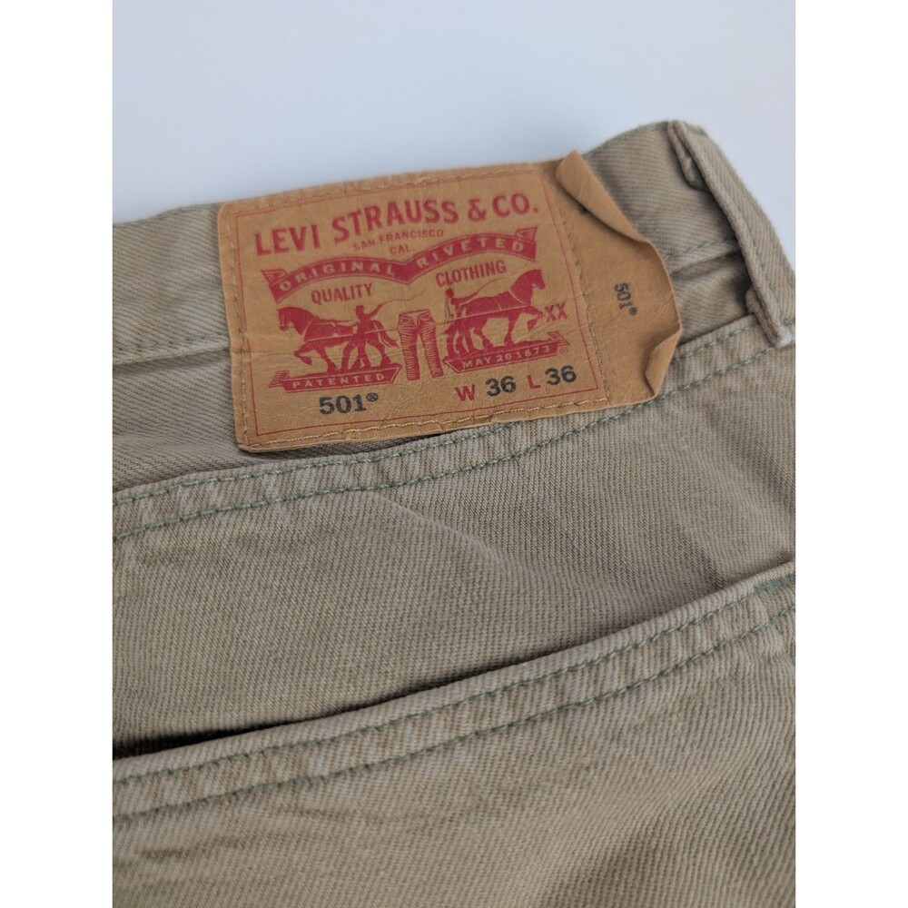 Men's 36x36 Levis 501xx Jeans Straight Beige Buttonfly Denim Cotton Medium Wash - Picture 4 of 9